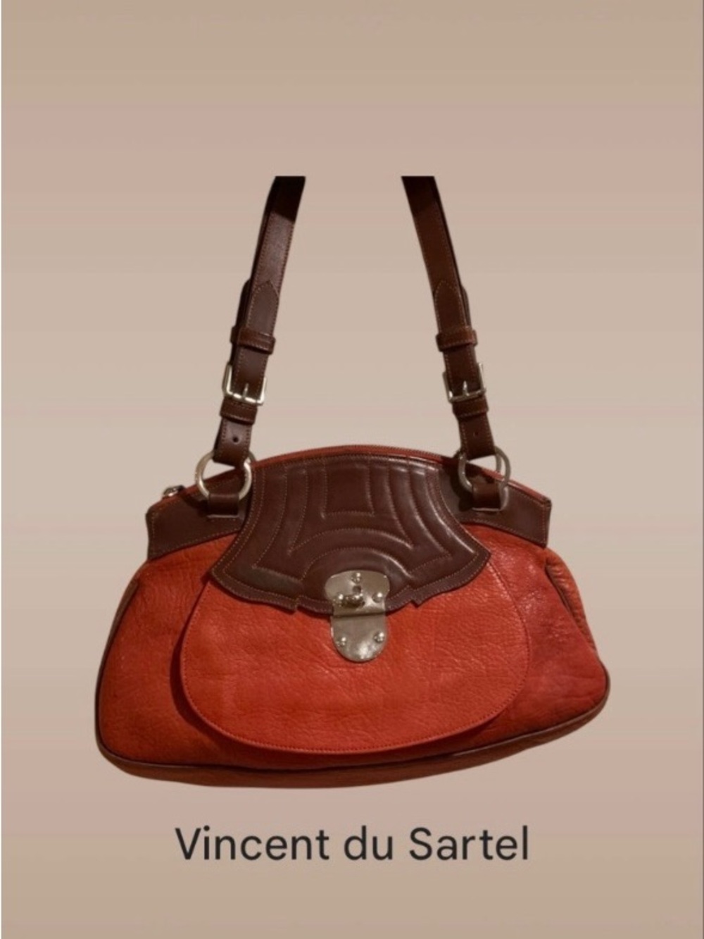 Vincent du Sartel Leather handbag Spain Burnt Orange and Brown Genuine Leather